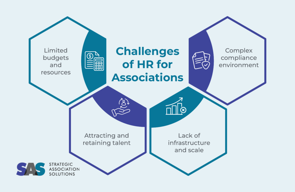 Challenges of HR for associations, described below
