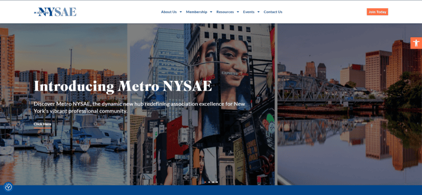 Screenshot of Metro New York Society of Association Executives (NYSAE)’s homepage